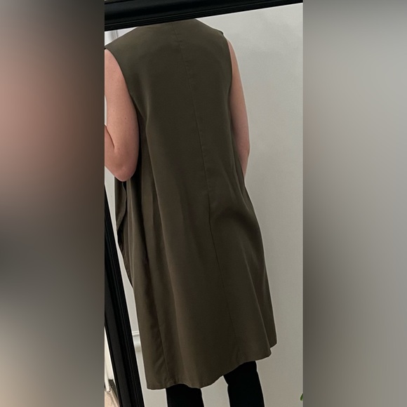Sisley (Benetton Group) 100% lyocell open front olive green midi vest size US 4 - Picture 4 of 12